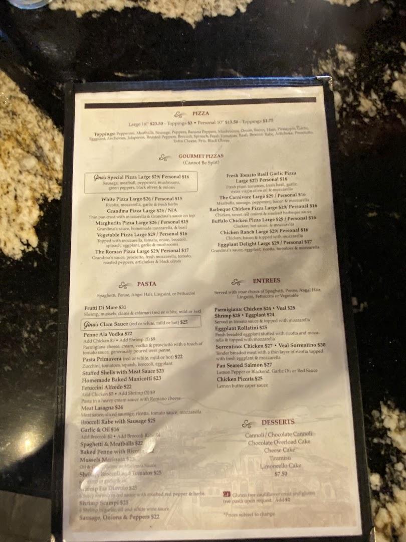 Gina's Pizza Bar Menu image 1